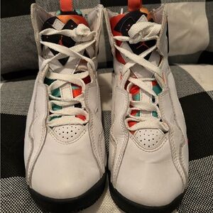 White and Orange Youth Nike Air Jordan True Flight